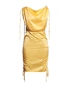Jijil Woman Mini Dress Yellow Size 4 Cotton, Silk, Elastane