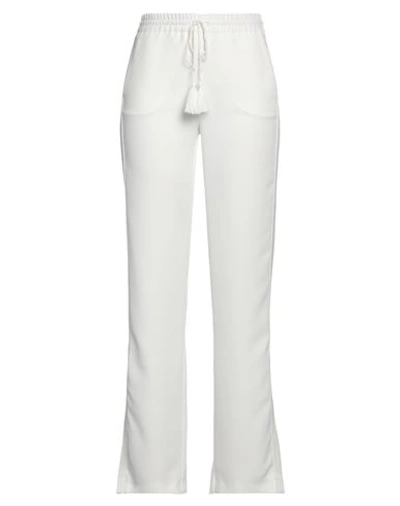 Ermanno Firenze Woman Pants White Size 2 Polyester, Cotton, Viscose