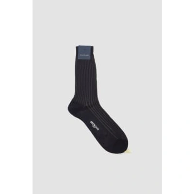 Bresciani Cotton Short Socks Blu/poivre