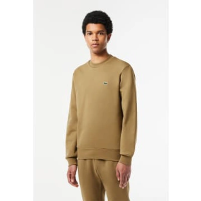 Lacoste Jogger Sweatshirt In Brushed Organic Cotton In Brown