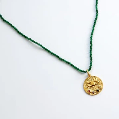 Hermina Athens Emerald Crystal Necklace With Kressida Small Charm In Gold