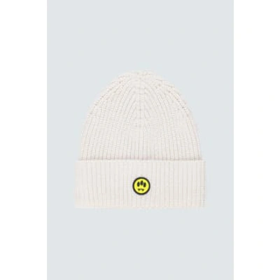 Barrow Logo-patch Ribbed-knit Beanie In White