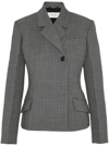 FERRAGAMO GREY CHECKED DOUBLE-BREASTED WOOL BLAZER