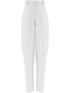 FERRAGAMO WHITE TAPERED LEATHER TROUSERS