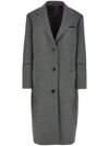 FERRAGAMO GREY CHECKED SINGLE-BREASTED COAT