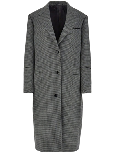 Ferragamo Single-breasted Check-pattern Coat In Vintage Grey