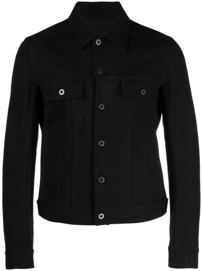 Rick Owens Bonotto Slim-fit Cotton-drill Trucker Jacket In Black