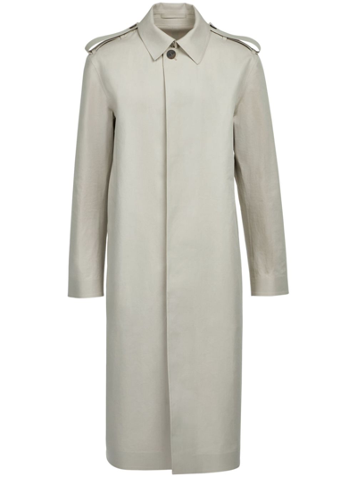 Ferragamo Cotton-blend Long Coat In Neutrals