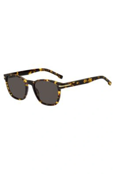 Hugo Boss Tortoiseshell-acetate Sunglasses With Signature Hardware Men's Eyewear In Gray