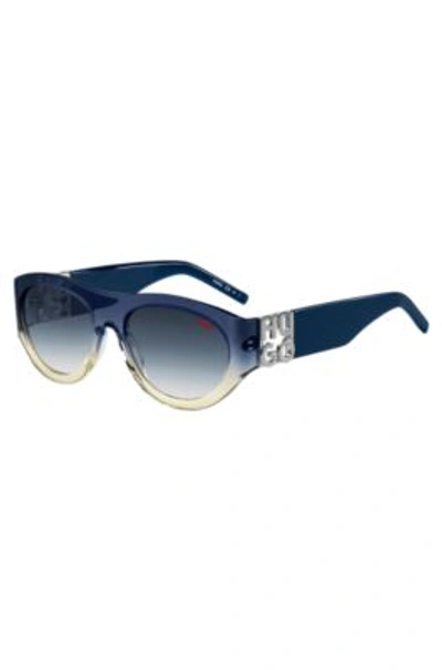 Hugo Degrad-acetate Sunglasses With Stacked Logo Men's Eyewear In Blue