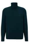 Hugo Boss Regular-fit Rollneck Sweater In Extra-fine Merino Wool In Light Green