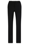 Hugo Boss Regular-fit High-rise Trousers In Virgin Wool In Black