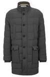 Hugo Boss Regular-fit Padded Coat In A Stretch Wool Blend In Grey