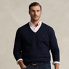Polo Ralph Lauren Cotton V-neck Sweater In Hunter Navy