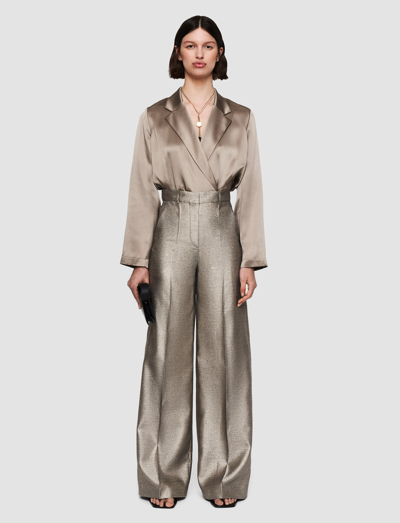 Joseph Alana High-rise Wide-leg Metallic Trousers In Metallic Spark