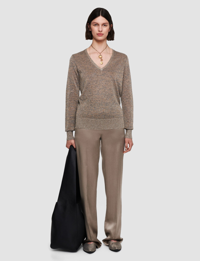 Joseph Lurex Knit V Neck Jumper In Black