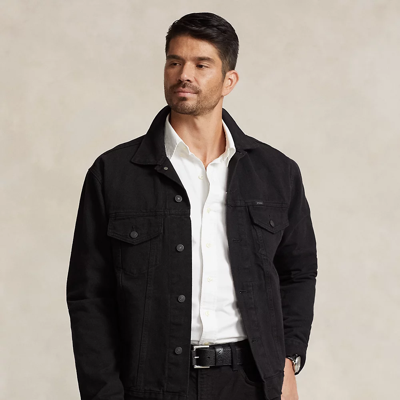 Polo Ralph Lauren Garment-dyed Denim Trucker Jacket In Adamson Polo Black