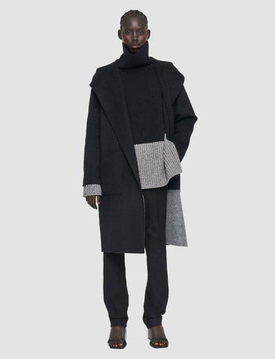 Joseph Reversible Double Face Colour Block Aga Coat In Black/grey