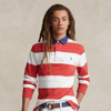Polo Ralph Lauren Classic Fit Striped Jersey Rugby Shirt In Post Red /white