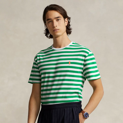 Ralph Lauren Classic Fit Striped Jersey T-shirt In Preppy Green/white