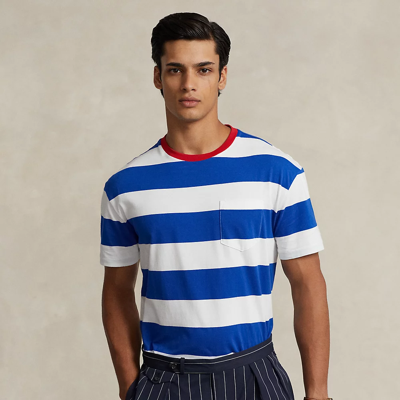 Ralph Lauren Classic Fit Striped Jersey T-shirt In Sapphire Star/white