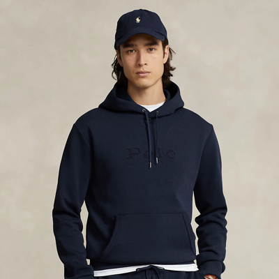 Ralph Lauren Logo Big Pony Double-knit Hoodie In Aviator Navy