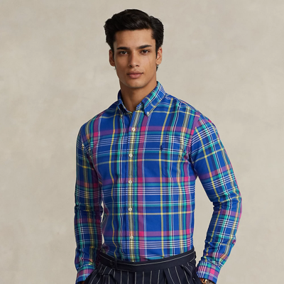 Ralph Lauren Classic Fit Plaid Performance Shirt In Royal/pink Multi