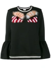 FENDI monster furry applique sweatshirt,FS68534IZ12199385