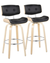 LUMISOURCE LUMISOURCE SET OF 2 LOMBARDI 30IN FIXED-HEIGHT BARSTOOLS