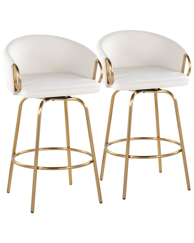 Lumisource Set Of 2 Claire 26 Fixed-height Counter Stool In Gold