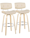 Lumisource Set Of 2 Lombardi 30 Fixed-height Barstool In Brown