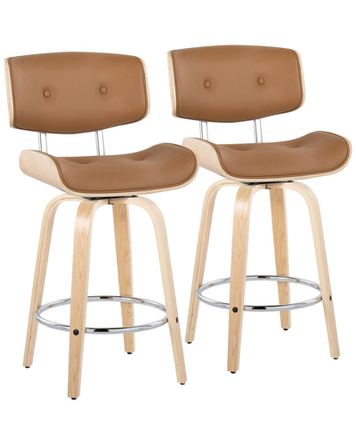 Lumisource Set Of 2 Lombardi 26in Fixed-height Counter Stools In Brown