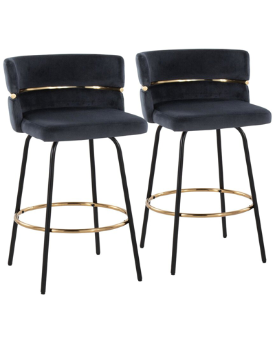 Lumisource Set Of 2 Cinch Claire 26 Fixed-height Counter Stool In Black