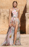 Georges Hobeika Twisted Georgette Maxi Dress In Multi