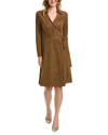 Brooks Brothers Faux Suede Herringbone Wrap Dress | Brown | Size Xs In Brown