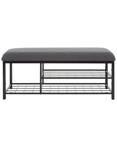 Safavieh Milligan Open Shelf Bench With Cushion In Black