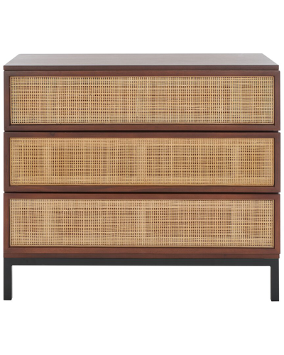 Safavieh Zadie 3-drawer Rattan Chest In Brown