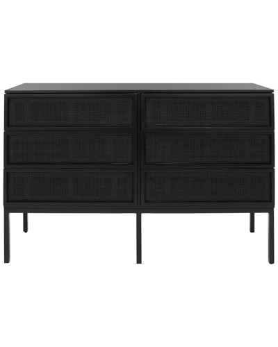 Safavieh Zadie 6-drawer Rattan Dresser In Black