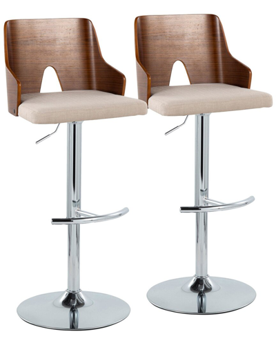 Lumisource Set Of 2 Ariana Adjustable Barstool In Metallic