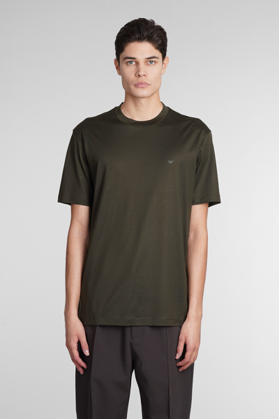 Emporio Armani T-shirt In Green Wool And Polyester