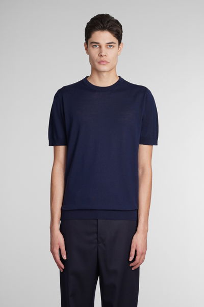 Emporio Armani T-shirt In Black Wool In Blue