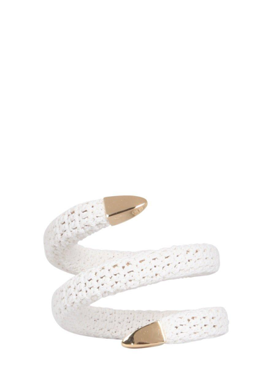 Bottega Veneta Crochet Spiral Bracelet In White