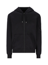 C.p. Company Logo-patch Zip-up Hoodie In Nero