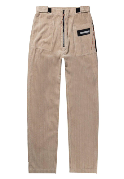 Aries Logo Patch Straight Leg Pants In Beige