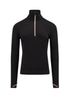 Moncler High Collar Knit Sweatshirt Contrast Trim In Black