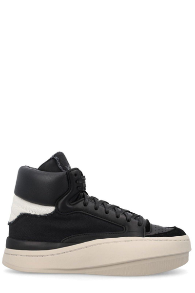 Y-3 Centennial Panelled Leather Sneakers In Black