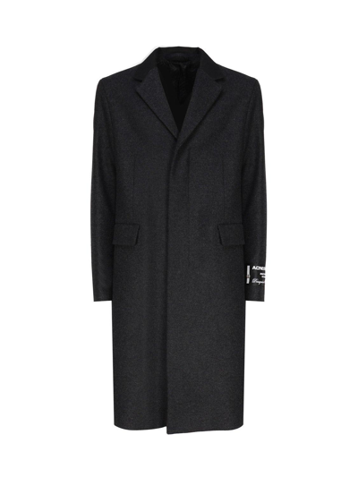 Acne Studios Single-breasted Tailored Coat In Dark Grey Melange