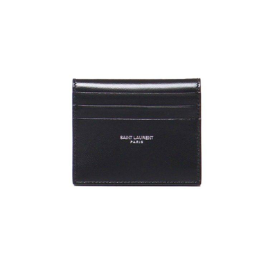 Saint Laurent Paris Reversible Card Case In Black