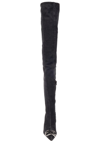Diesel Pointed-toe Thigh-high Denim Boots In Black