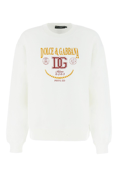 Dolce & Gabbana Dg Printed Crewneck Sweatshirt In Bianco
